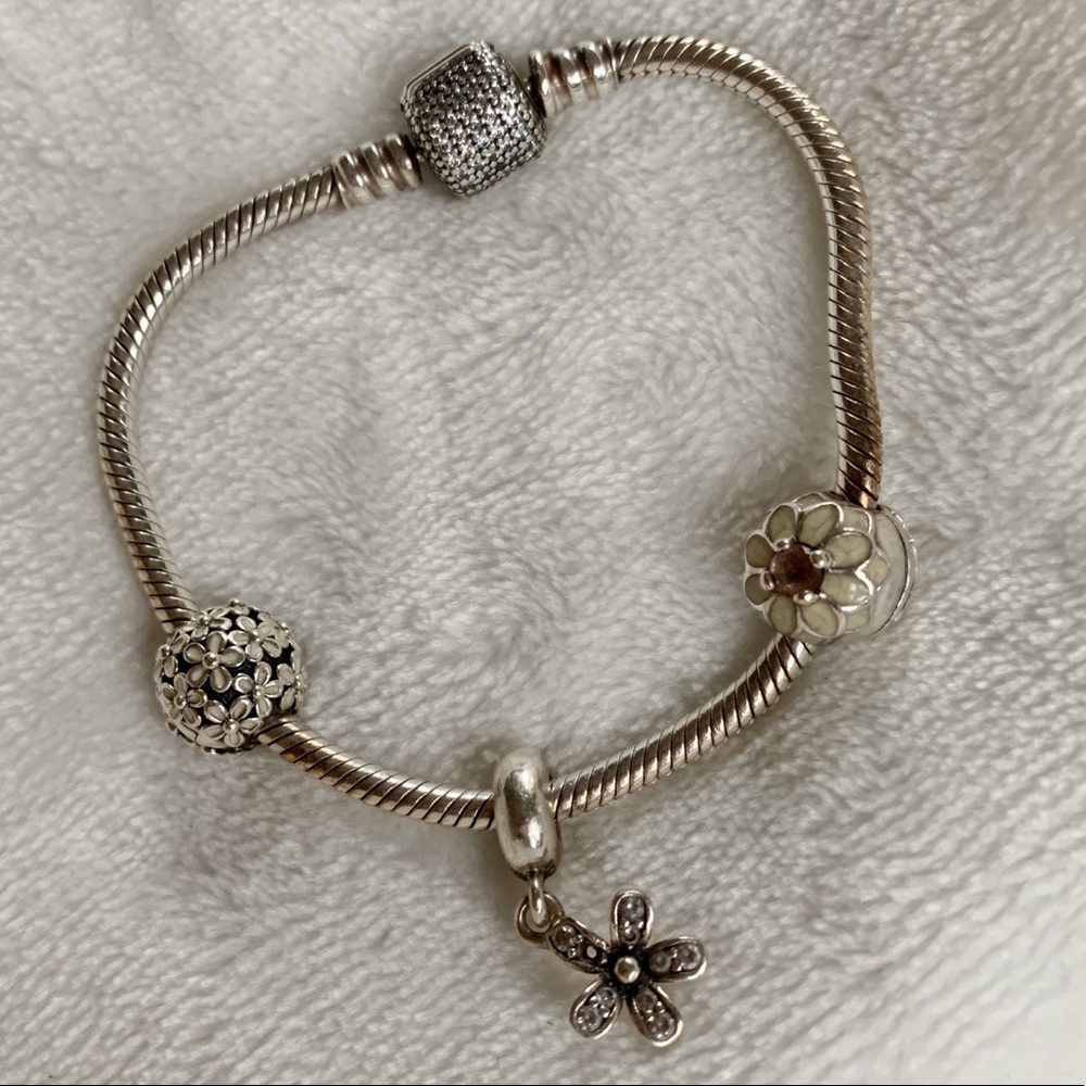 PANDORA BRACELET WITH 3 CHARMS